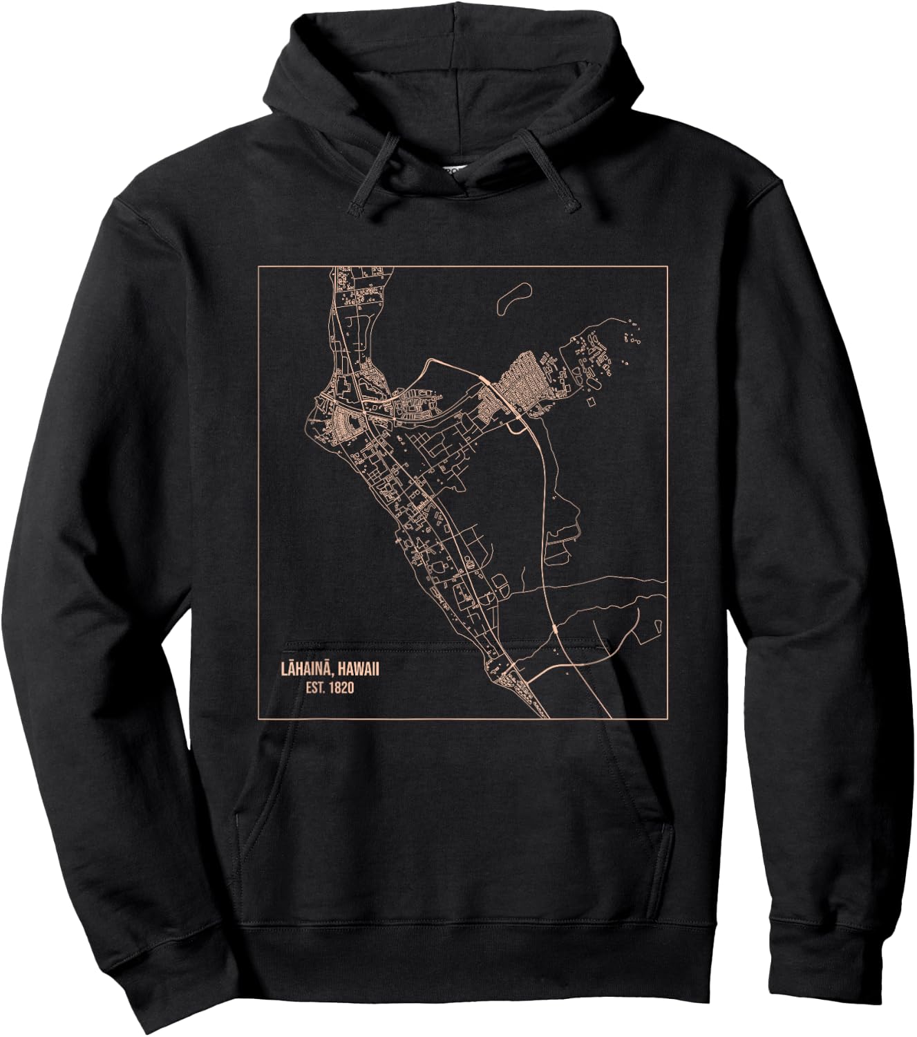 Map of Lahaina Maui Hawaii Hoodie - Hoodie | Black