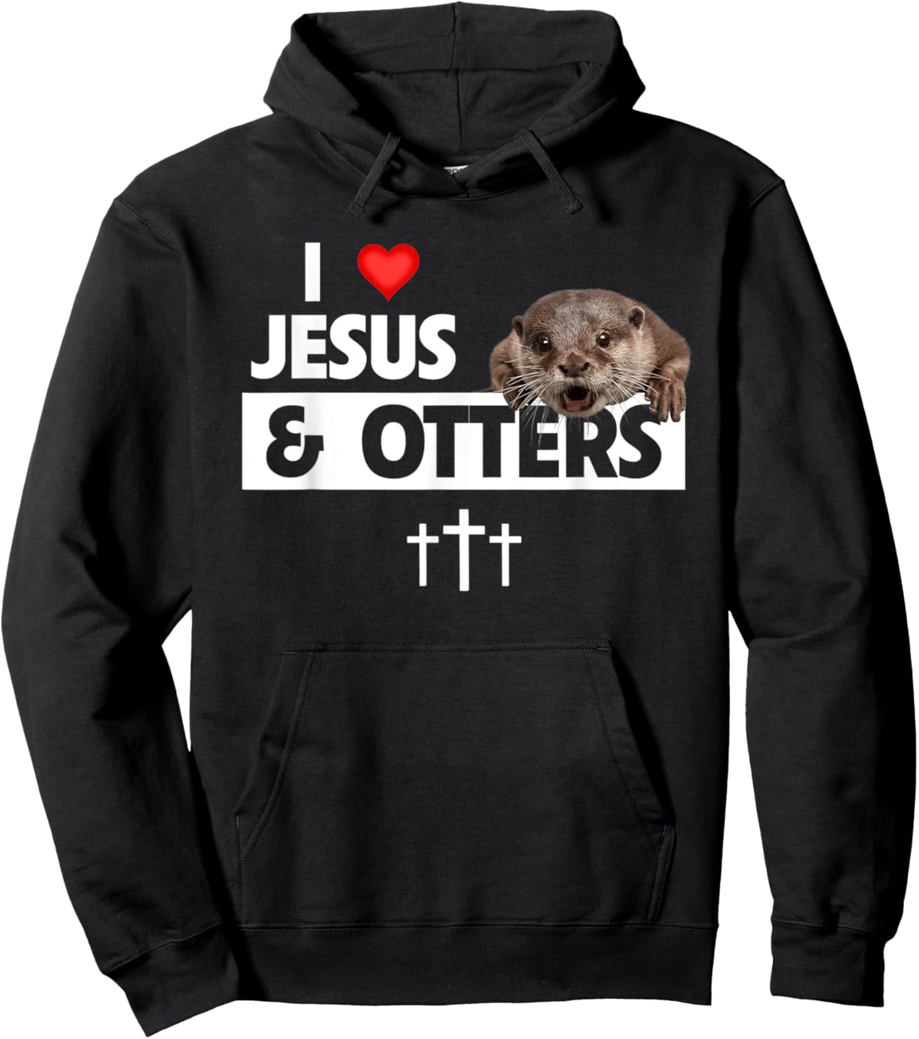 I Love Jesus And Otters Zoo Wildlife Nature Christian Bible Hoodie - Hoodie | Black