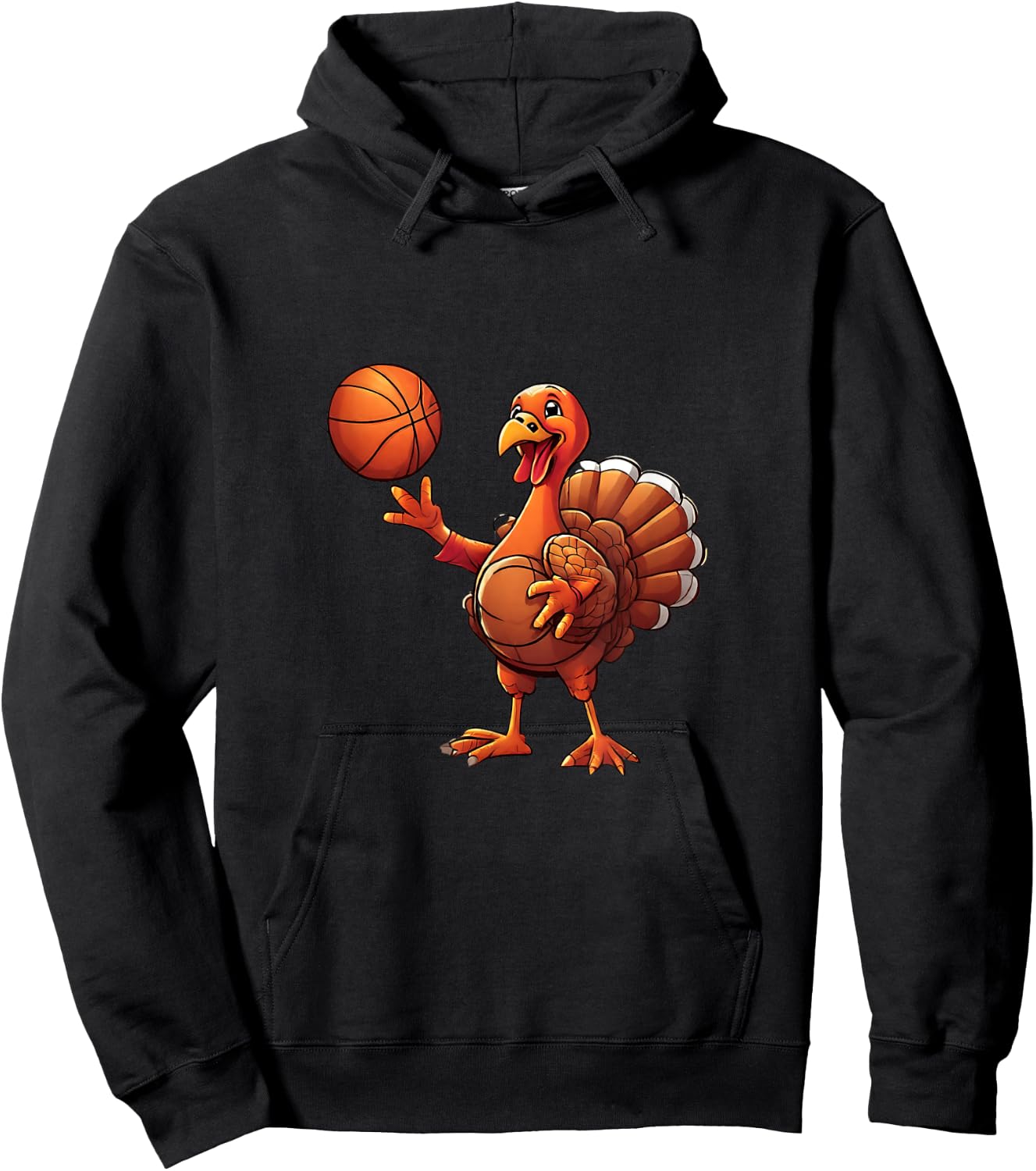 Thanksgiving Turkey Basketball Player Funny Boys Girls Kids Hoodie - Hoodie | Black