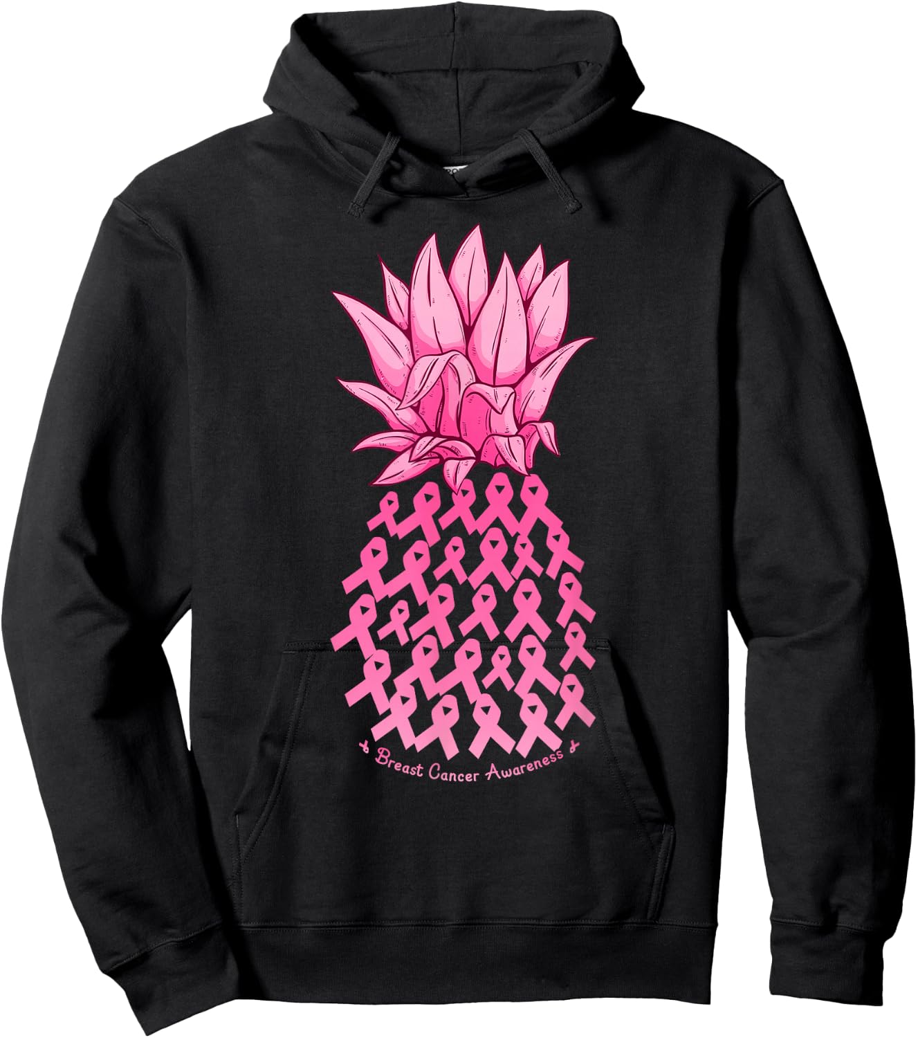 Hawaiian Pineapple & Pink Ribbon Breast Cancer Awareness Day Hoodie - Hoodie | Black