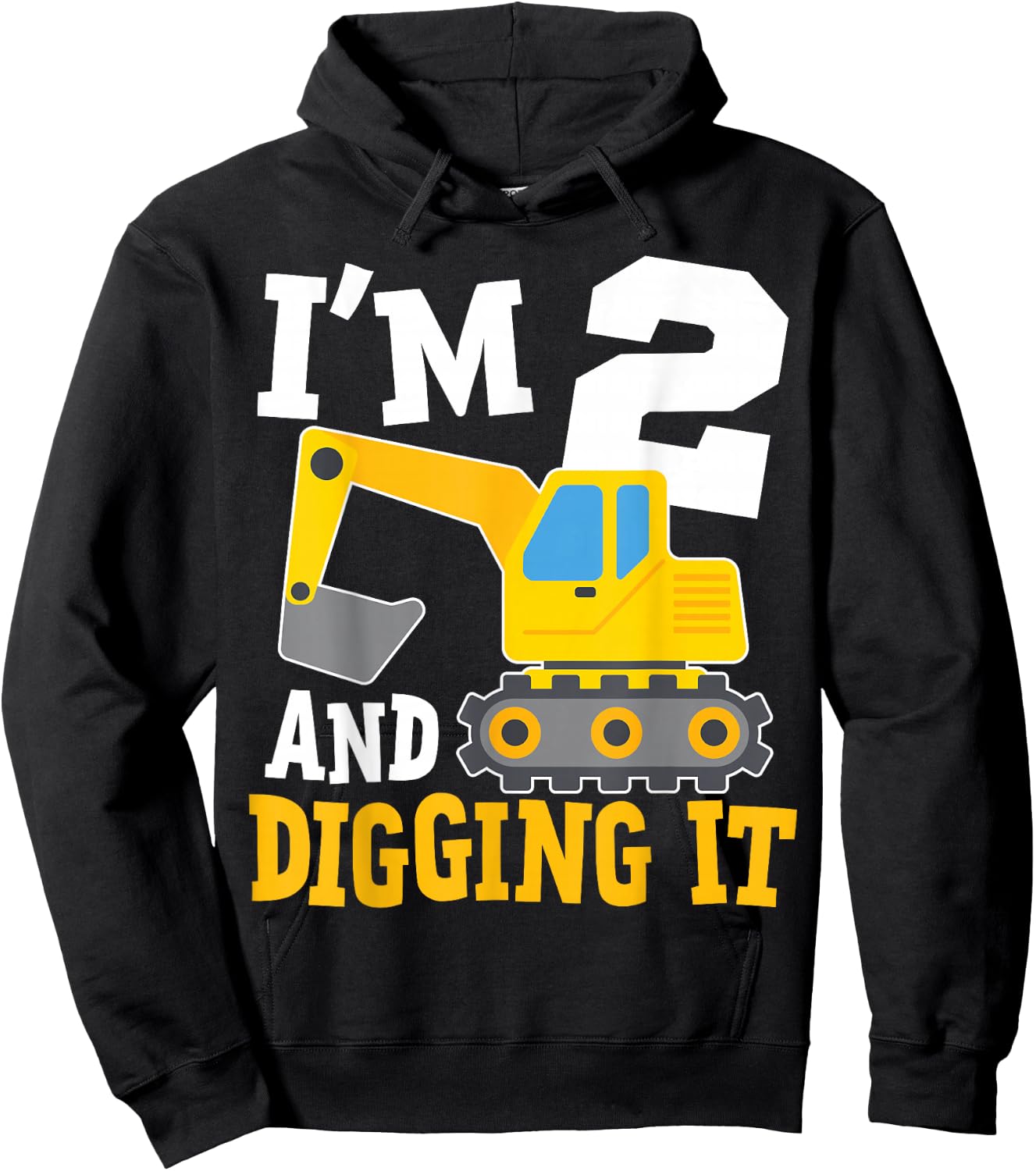 I'm Two 2nd Years Old Birthday Boy Excavator Construction Hoodie - Hoodie | Black