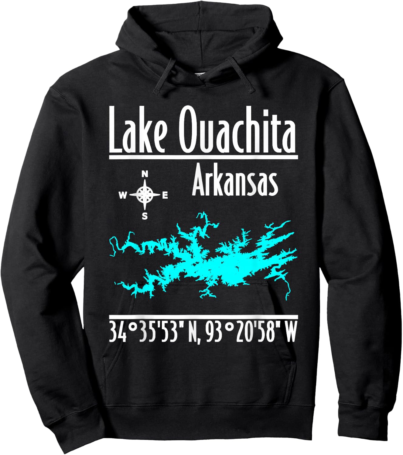Modern Lake Ouachita, Arkansas Hoodie - Hoodie | Black