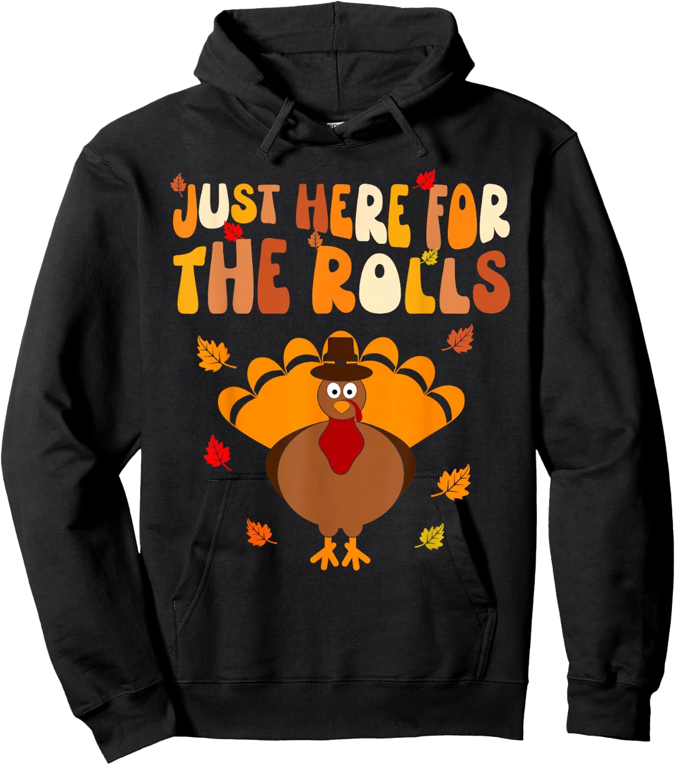 Just Here for The Rolls Thanksgiving Dinner Kids Picky Eater Hoodie - Hoodie | Black