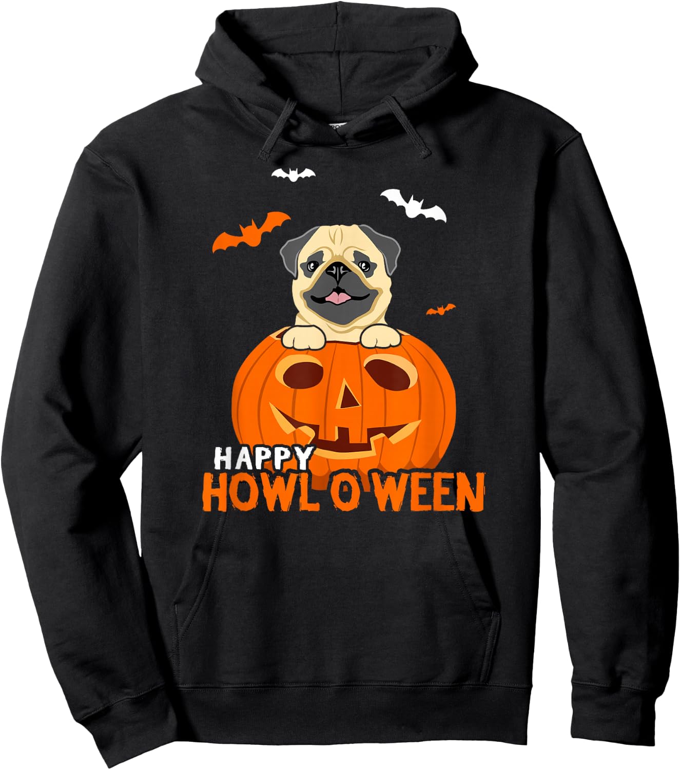 Cute Halloween Pug Dog Pumpkin Costumes Thanksgiving Design Hoodie - Hoodie | Black
