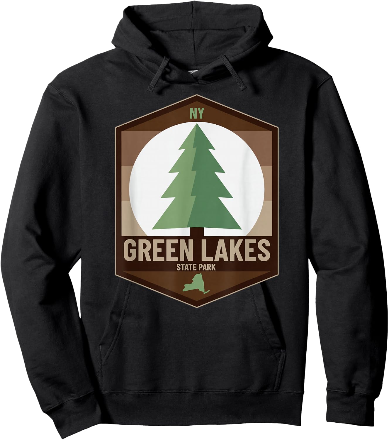 Green Lakes State Park New York NY Tree Forest Badge Hoodie - Hoodie | Black
