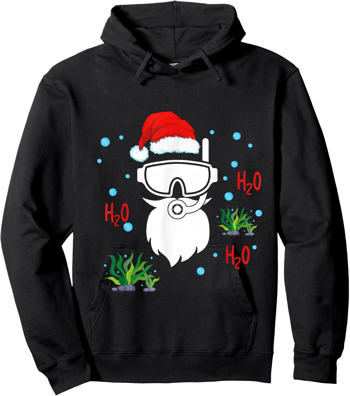 Christmas Diving Santa Face Funny Scuba Diver Dving Lover Hoodie - Hoodie | Black