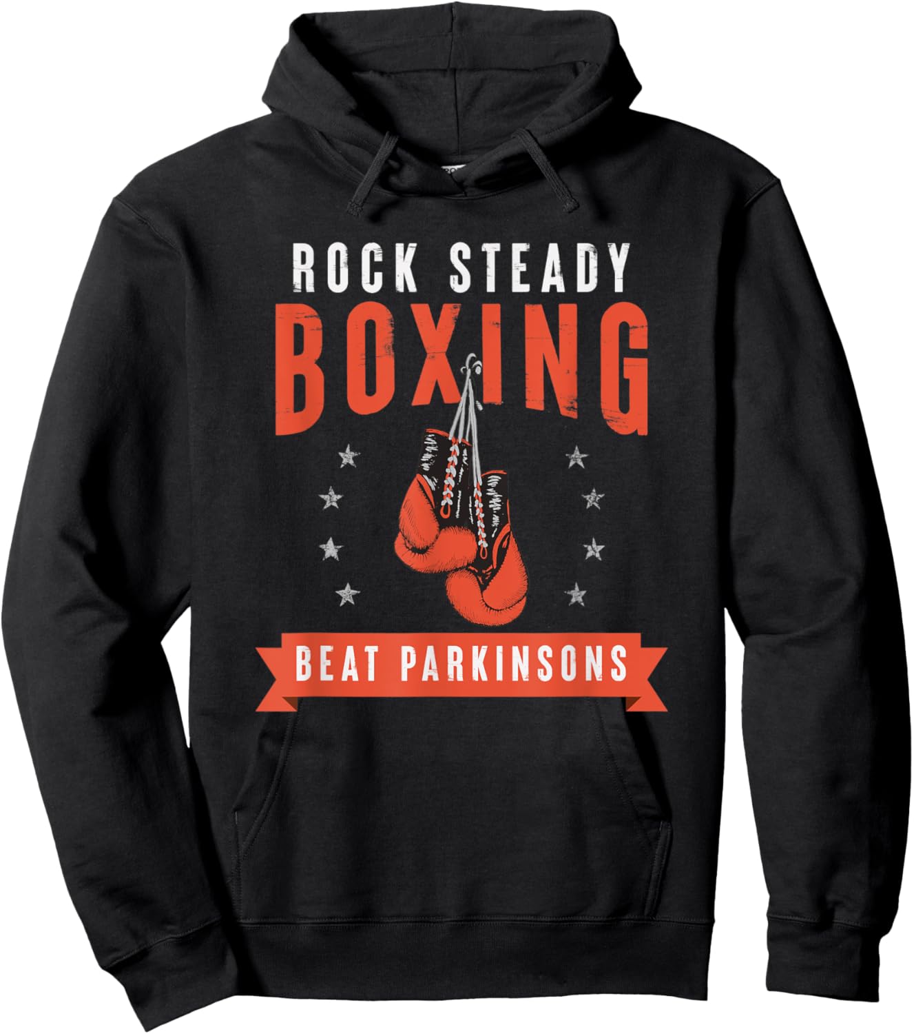 Rock Steady Boxing Beat Parkinson's Gloves and Stars Hoodie - Hoodie | Black