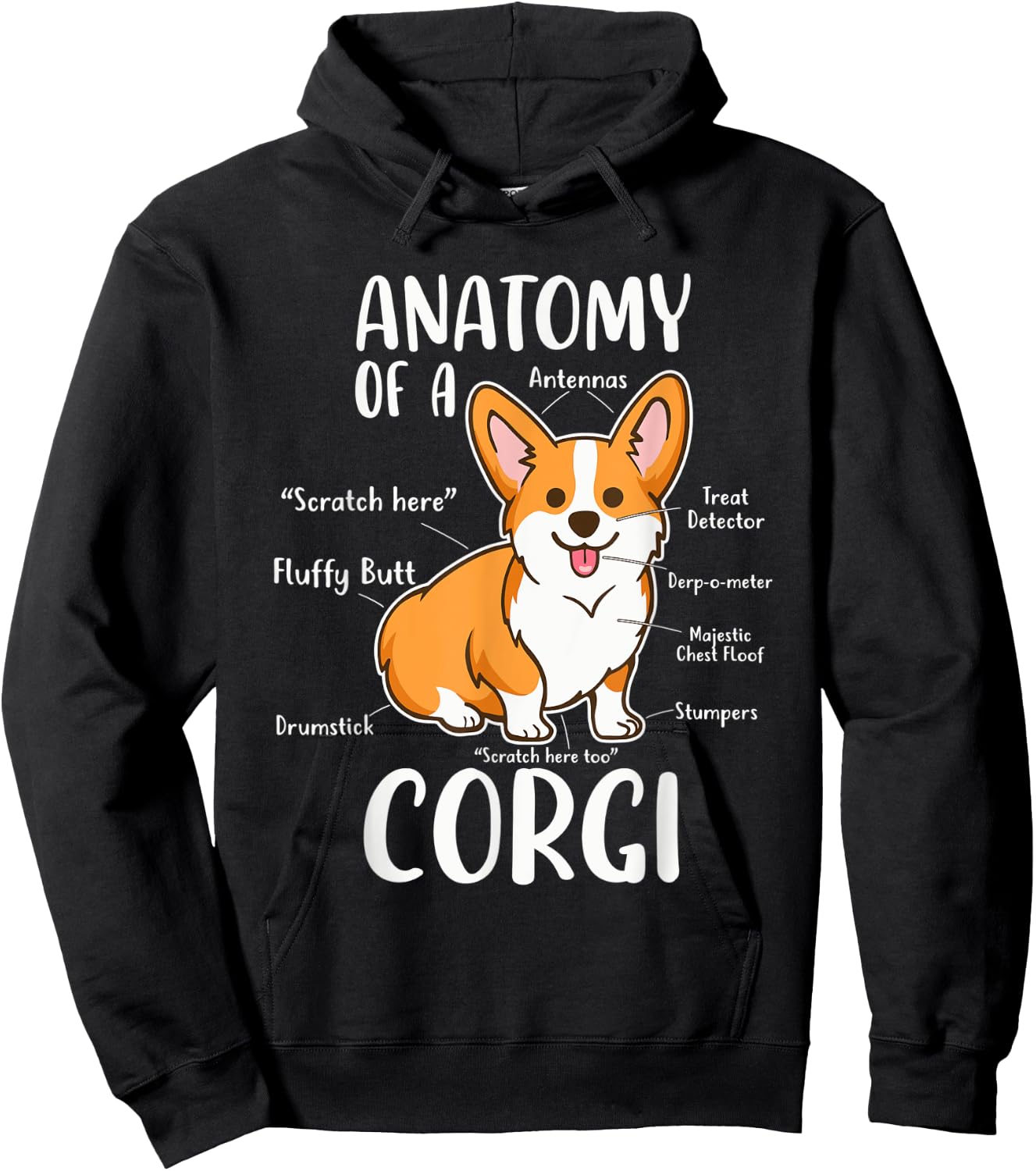 Anatomy Of A Corgi Funny Dog Apparel Men Women Hoodie - Hoodie | Black