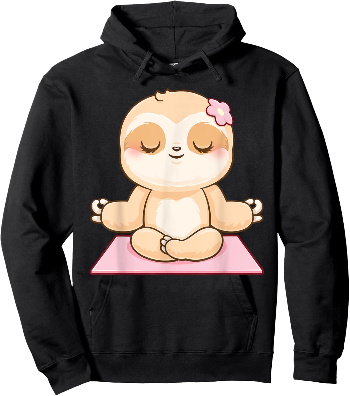 Girls Yoga Meditating Cute Fitness Meditation Sloth Hoodie - Hoodie | Black