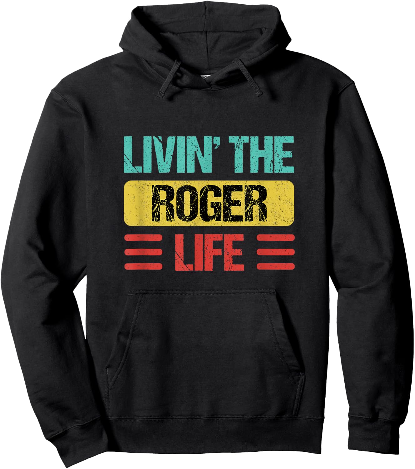 Roger Name Shirts & Gifts Men's Personalized Roger Name Black Small Modern Letter Print Collarless Short Sleeve Classic Fit Pull On 1 Count Hoodie - Hoodie | Black