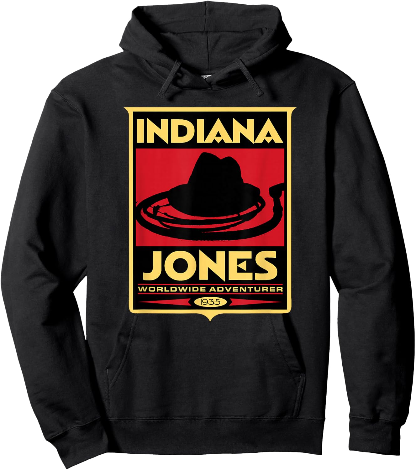 Indiana Jones -Adults, Kids , White, Short Sleeve, Classic Fit, Graphic, Vintage Modern Graphic Hoodie - Hoodie | Black