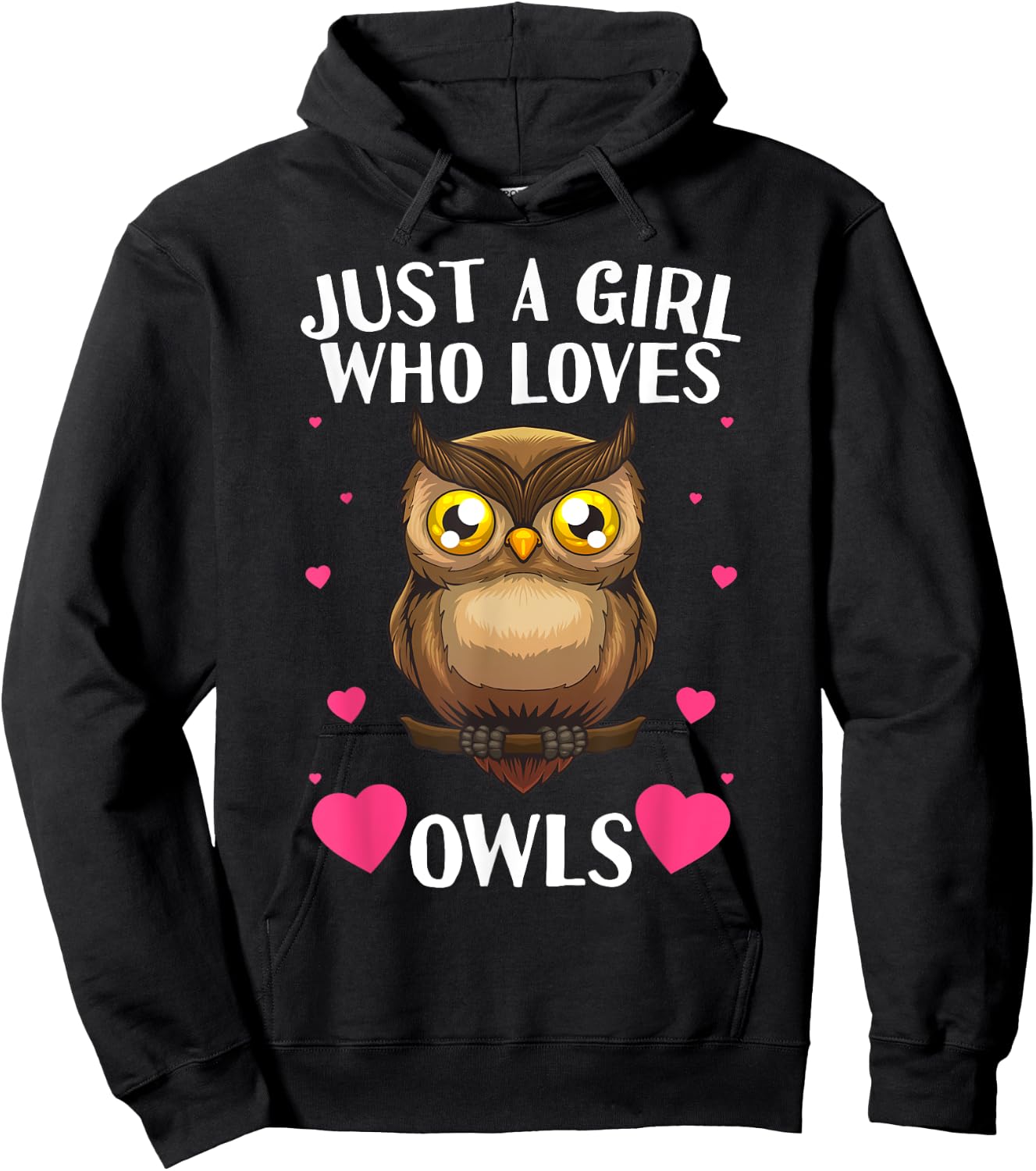 Funny Owl Design Girls Nocturnal Bird Owl Lovers Hoodie - Hoodie | Black