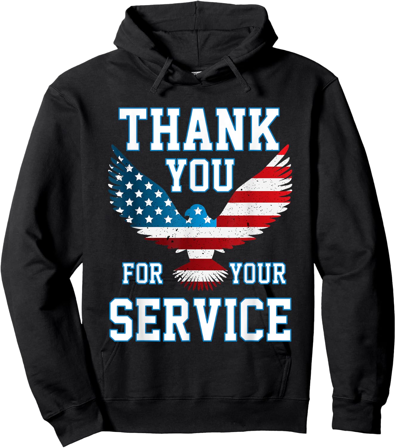 Thank You for your Service Patriotic Eagle Veterans Day Women Kids Men Hoodie - Hoodie | Black
