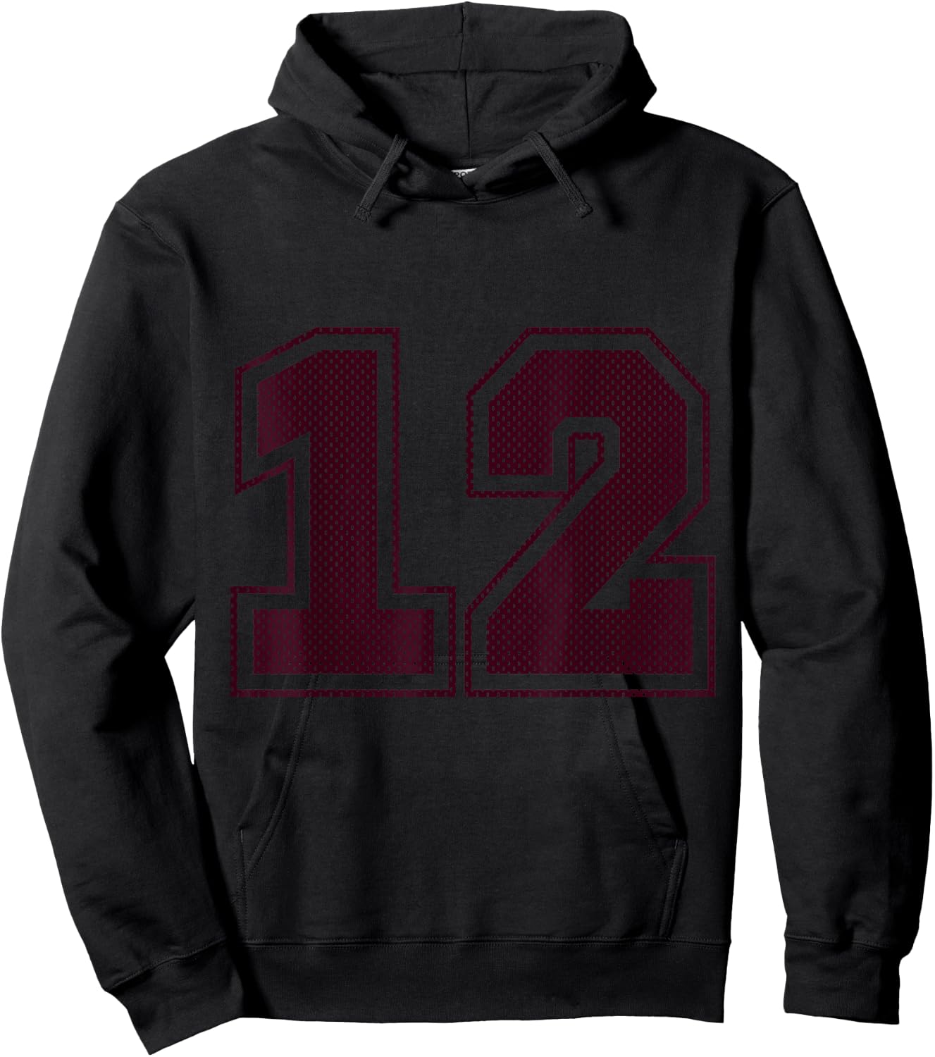 Sports #12 Maroon Mesh Print Jersey Style Hoodie - Hoodie | Black