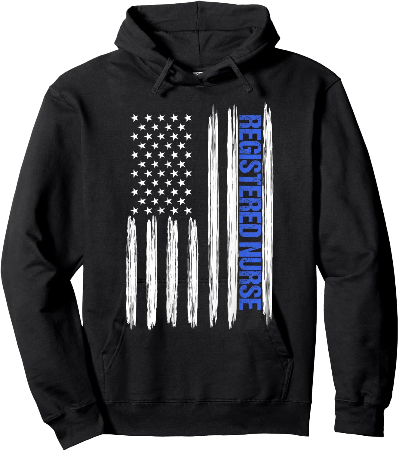 Registered Nurse Distressed American Flag BACK PRINT Women Men Hoodie - Hoodie | Black