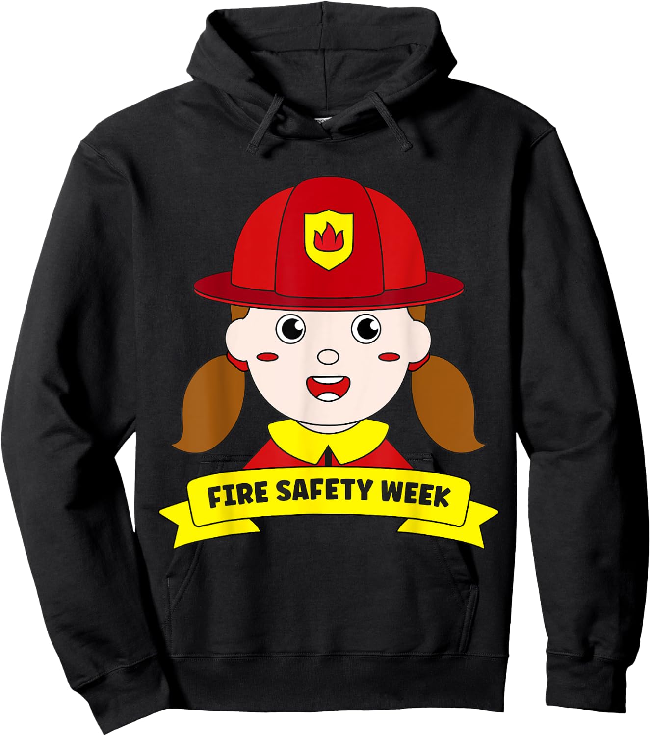 Fire Safety Week Firefighter Prevention Fireman Girl Hero Hoodie - Hoodie | Black
