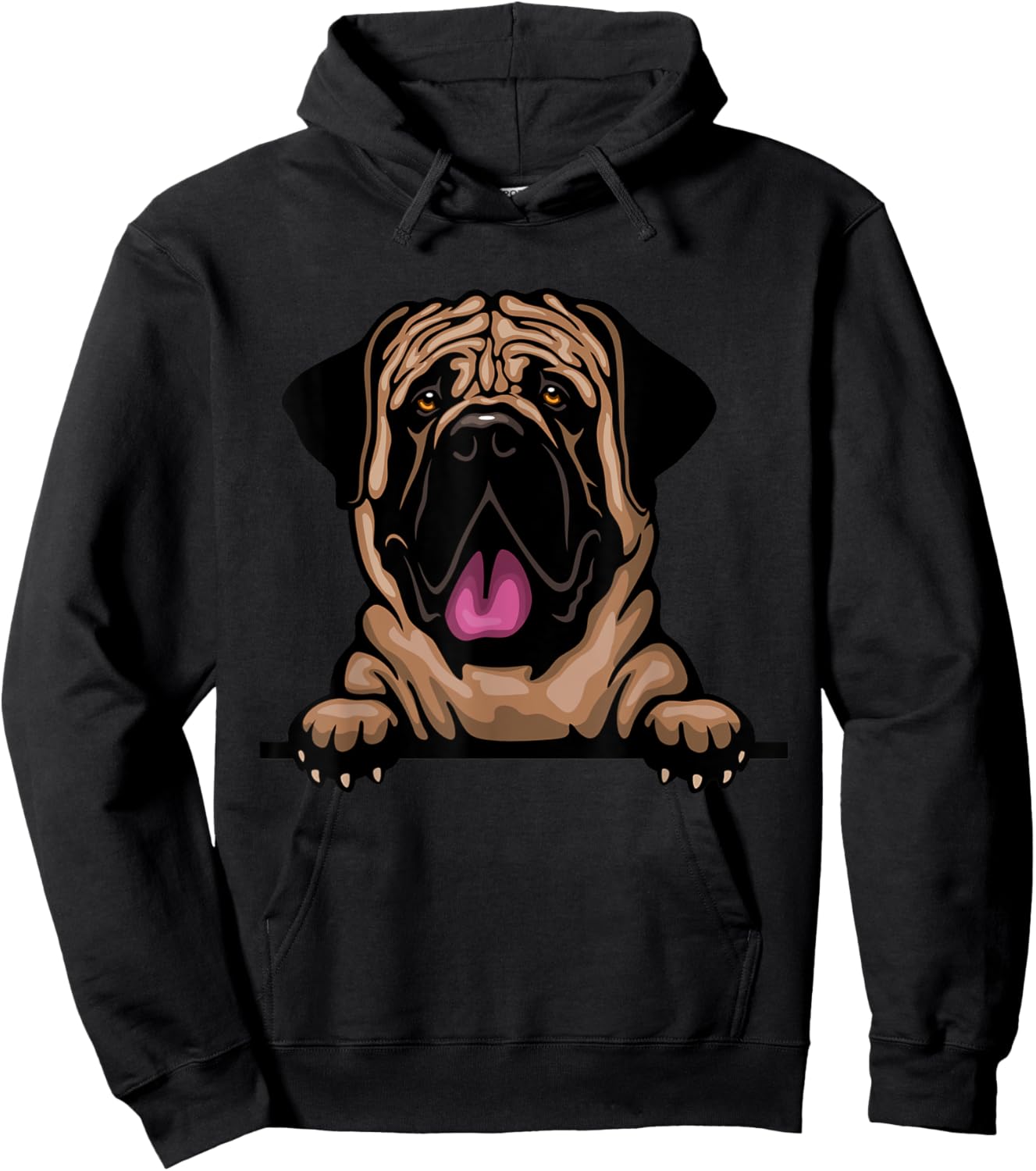 Jaption Dekun Dogs English Mastiff Dog Breed Popping Up - Grey, Women's, Small, Short Sleeve, Classic Fit, Cotton 50% Polyester 50% Hoodie - Hoodie | Black