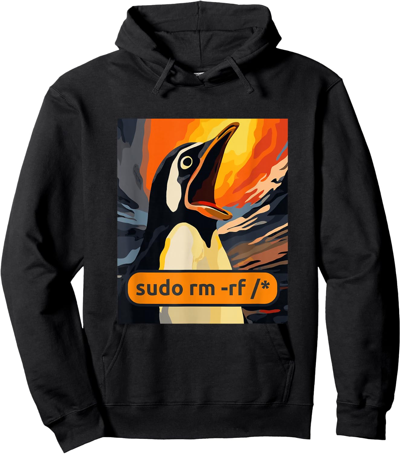 Screaming Tux Linux sudo rm -rf/ Hoodie - Hoodie | Black