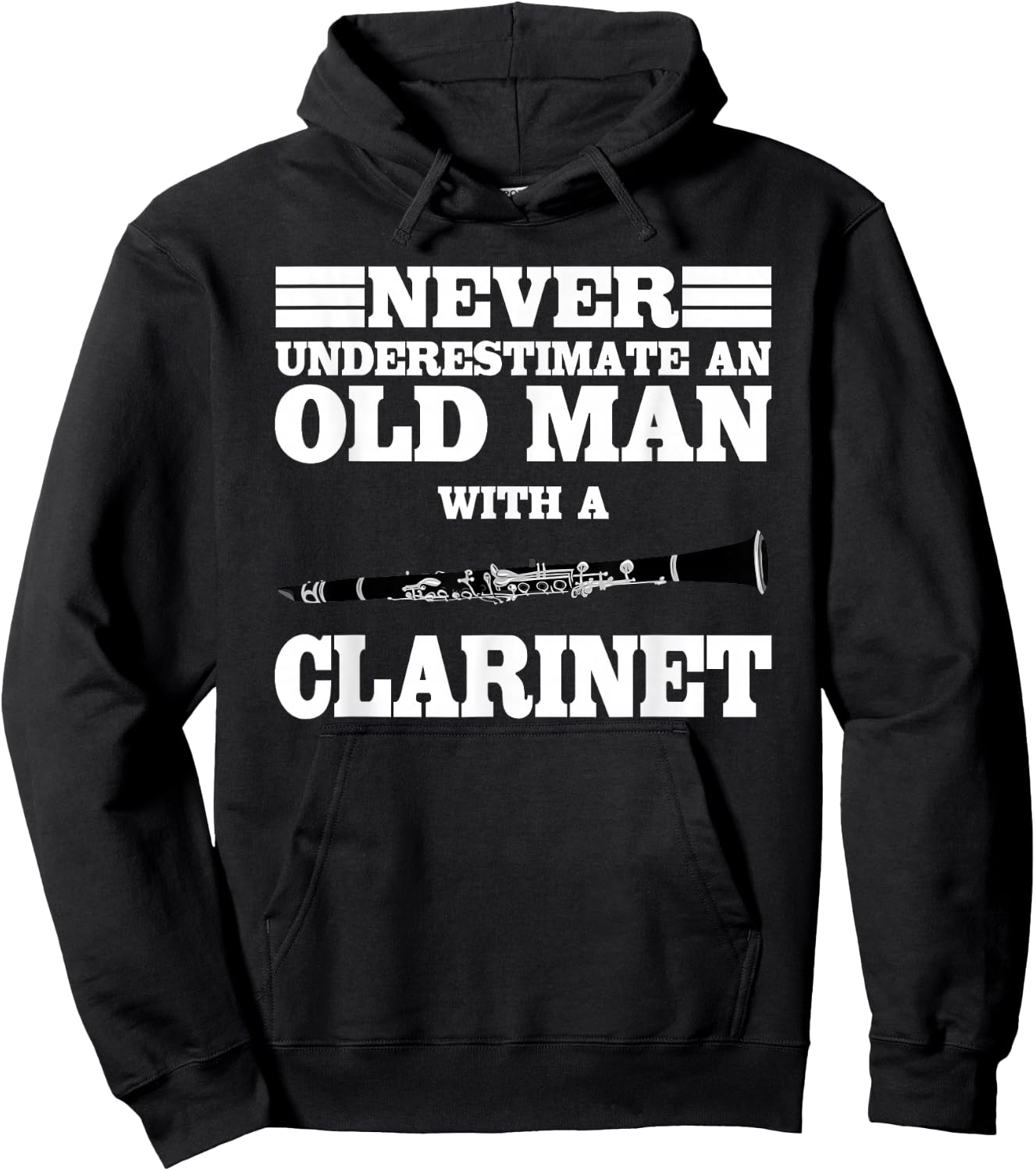 Never Underestimate An Old Man With A Clarinet Marching Band Hoodie - Hoodie | Black
