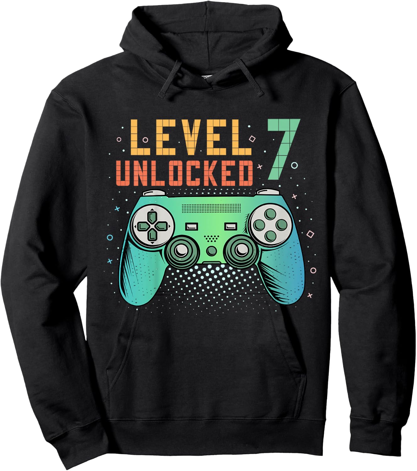 Kids Level 7 Unlocked 7th Birthday Gamer Gifts 7 Year Old Boys Hoodie - Hoodie | Black
