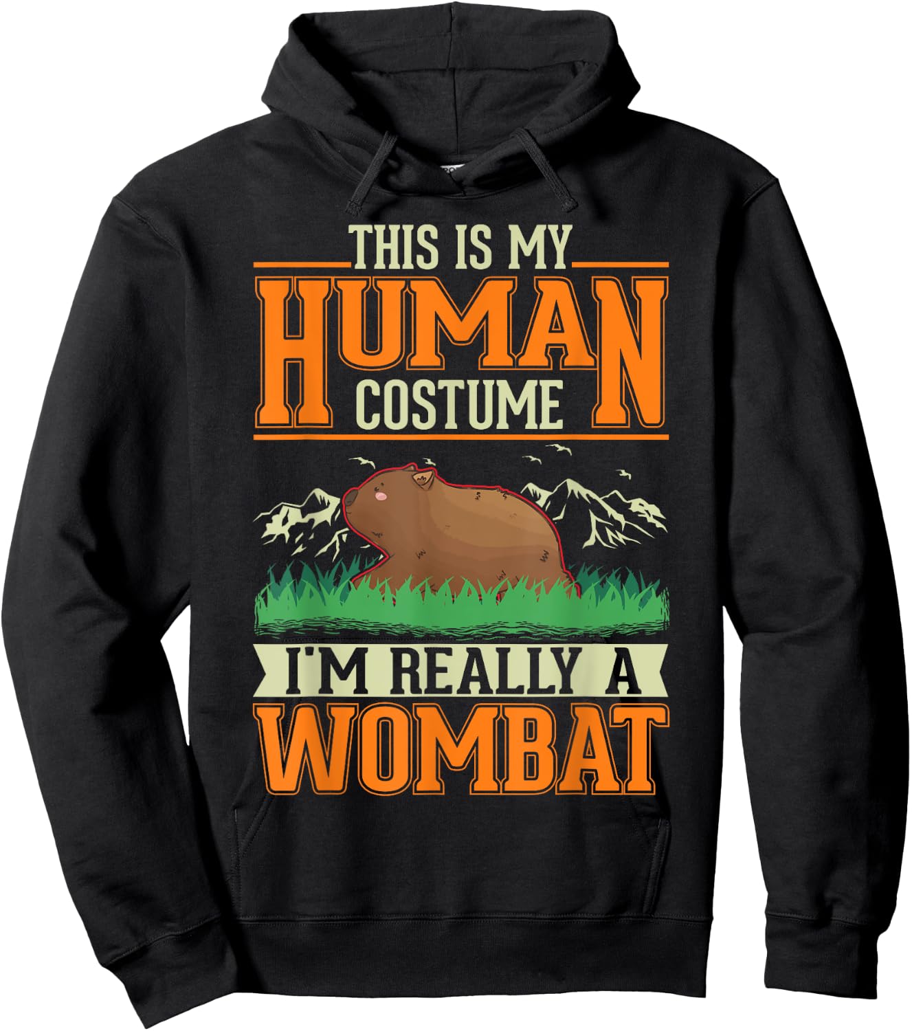 Wombat Human Costume Halloween Wombat Hoodie - Hoodie | Black