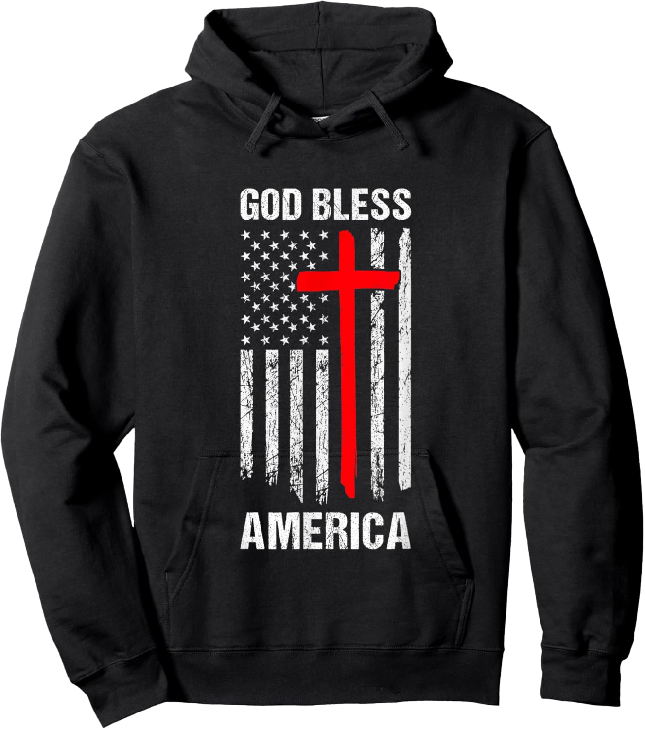 God Bless America Fourth of July Christian Patriot USA Flag Women Kids Men Hoodie - Hoodie | Black