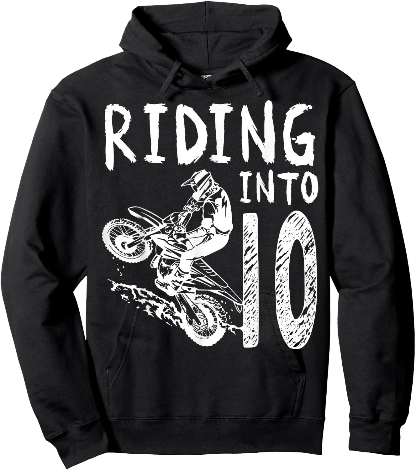 Riding Into 10th Birthday Boy Dirt Bike Party 10 Year Old Hoodie - Hoodie | Black
