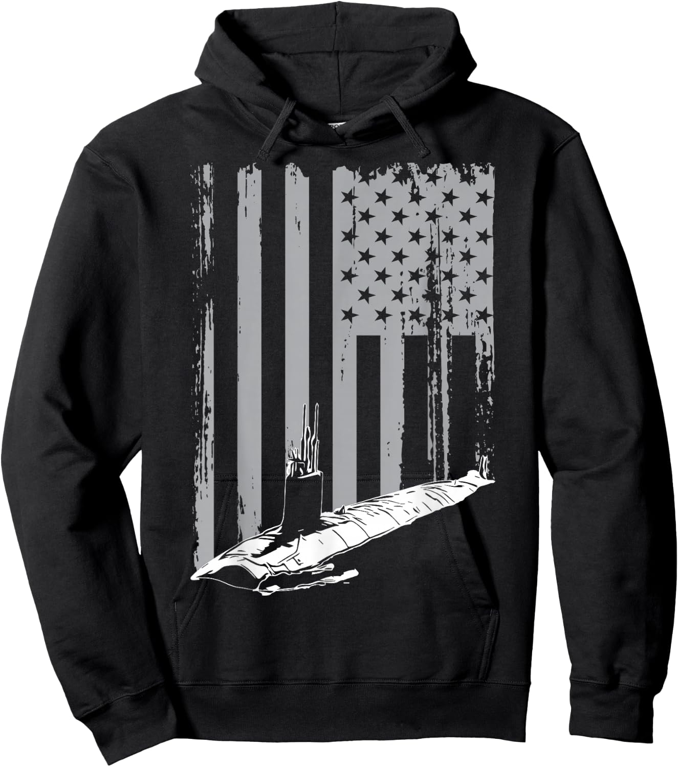 Submariner American Flag Patriotic Submarine Veteran Grandpa Hoodie - Hoodie | Black