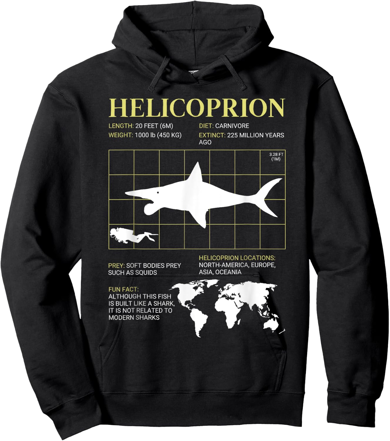 Helicoprion Buzzsaw Jaw Fish Fossil Paleontology Hoodie - Hoodie | Black