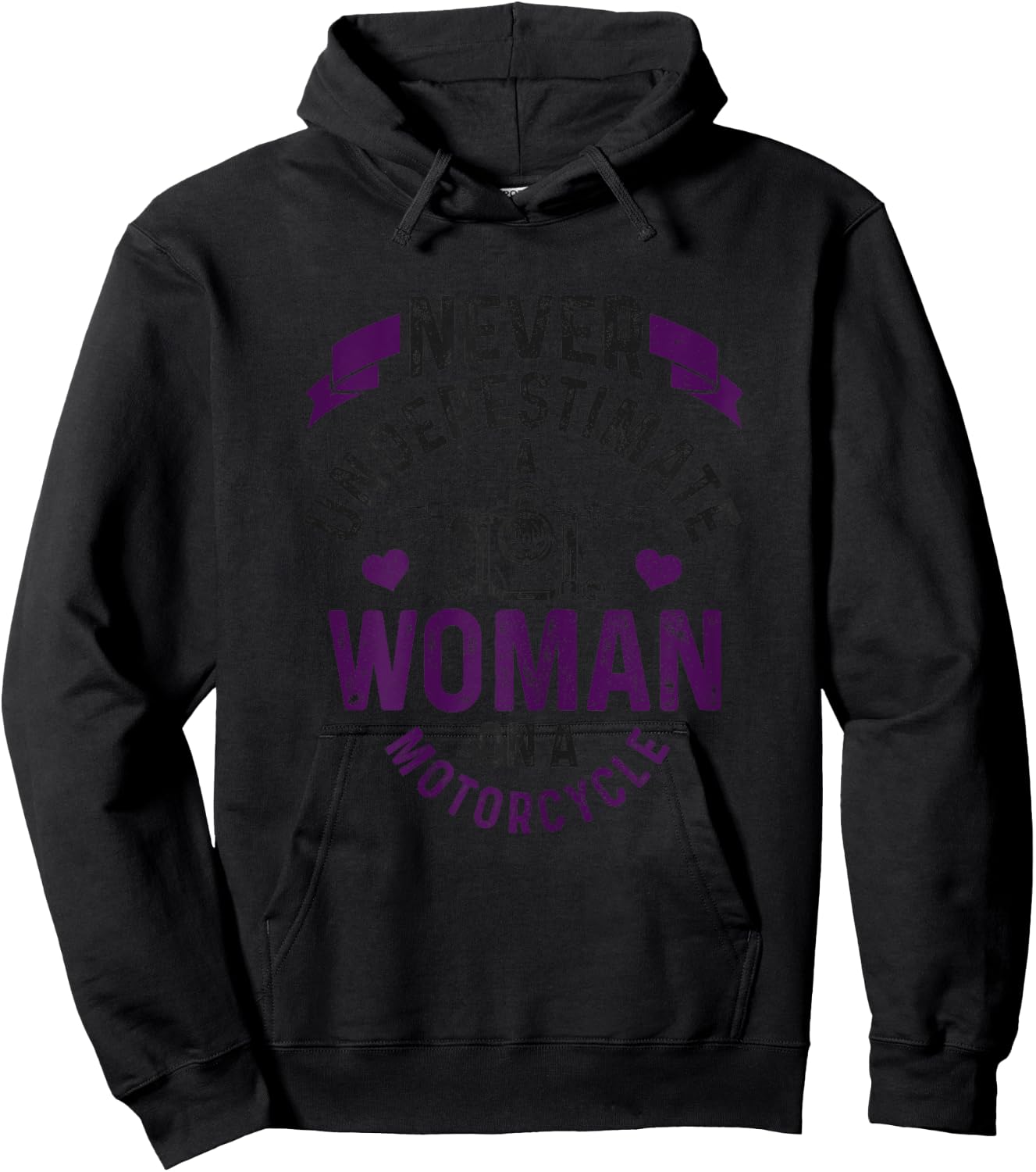 Never Underestimate A Woman Motorcycle Funny Biker Girl Hoodie - Hoodie | Black