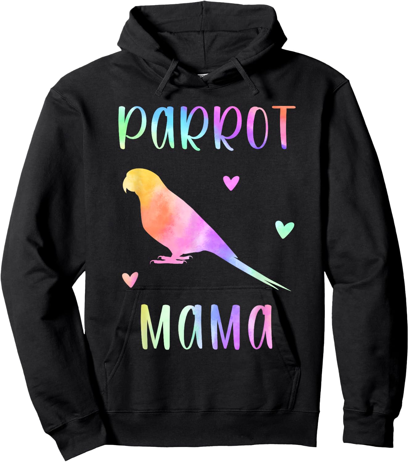 Parrot Mama Parrot Bird Mom Rainbow Watercolor Hoodie - Hoodie | Black