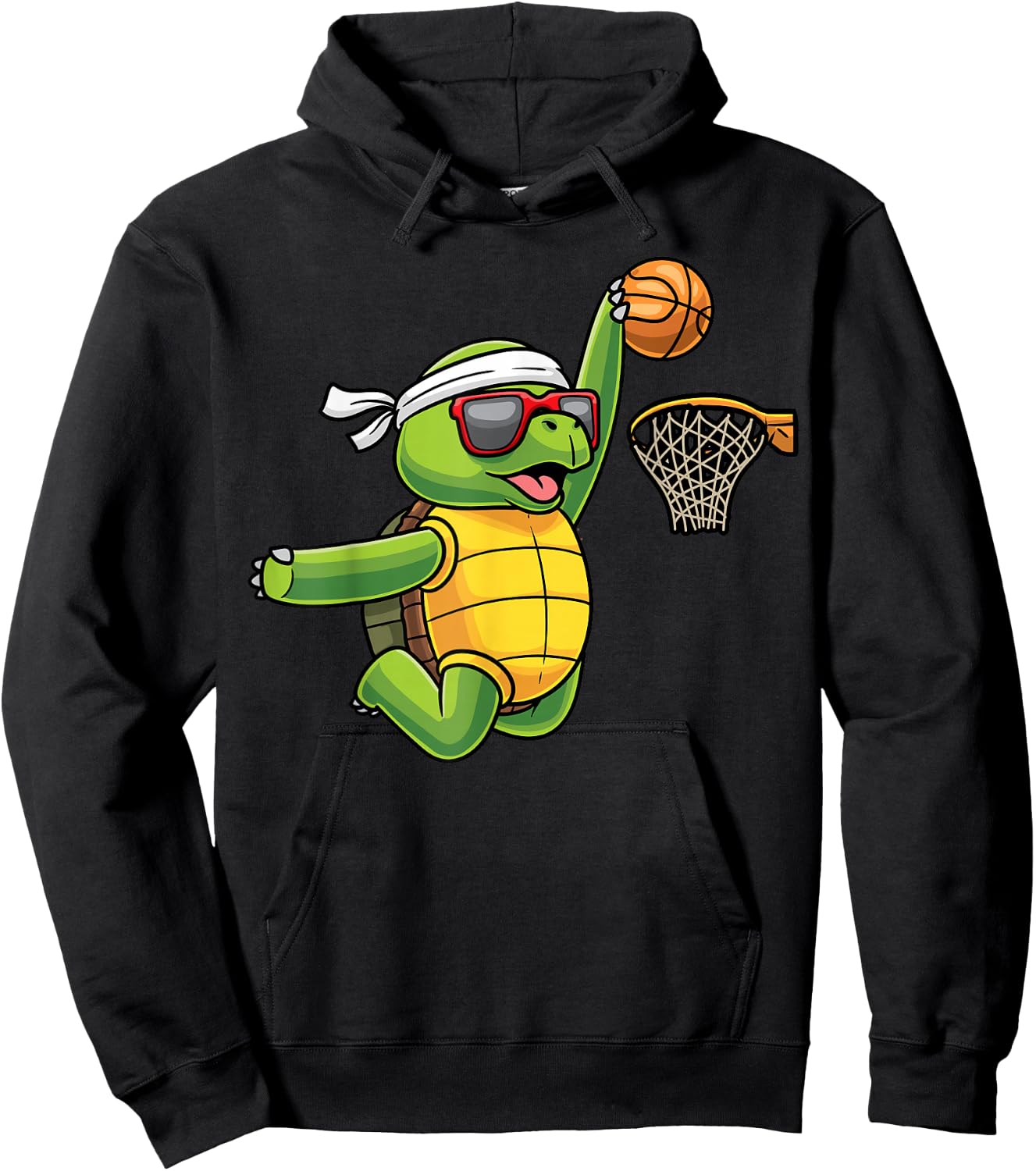 Turtle Playing Basketball Sports Sea Tortoise Player Kids Hoodie - Hoodie | Black