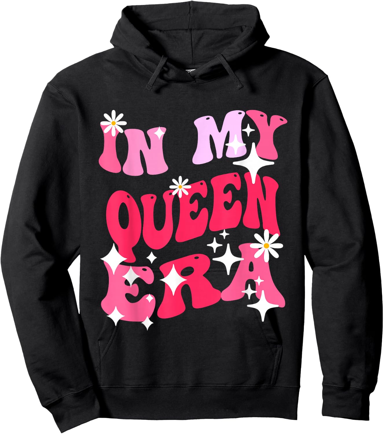 In My Queen Era Groovy Retro Hoodie - Hoodie | Black