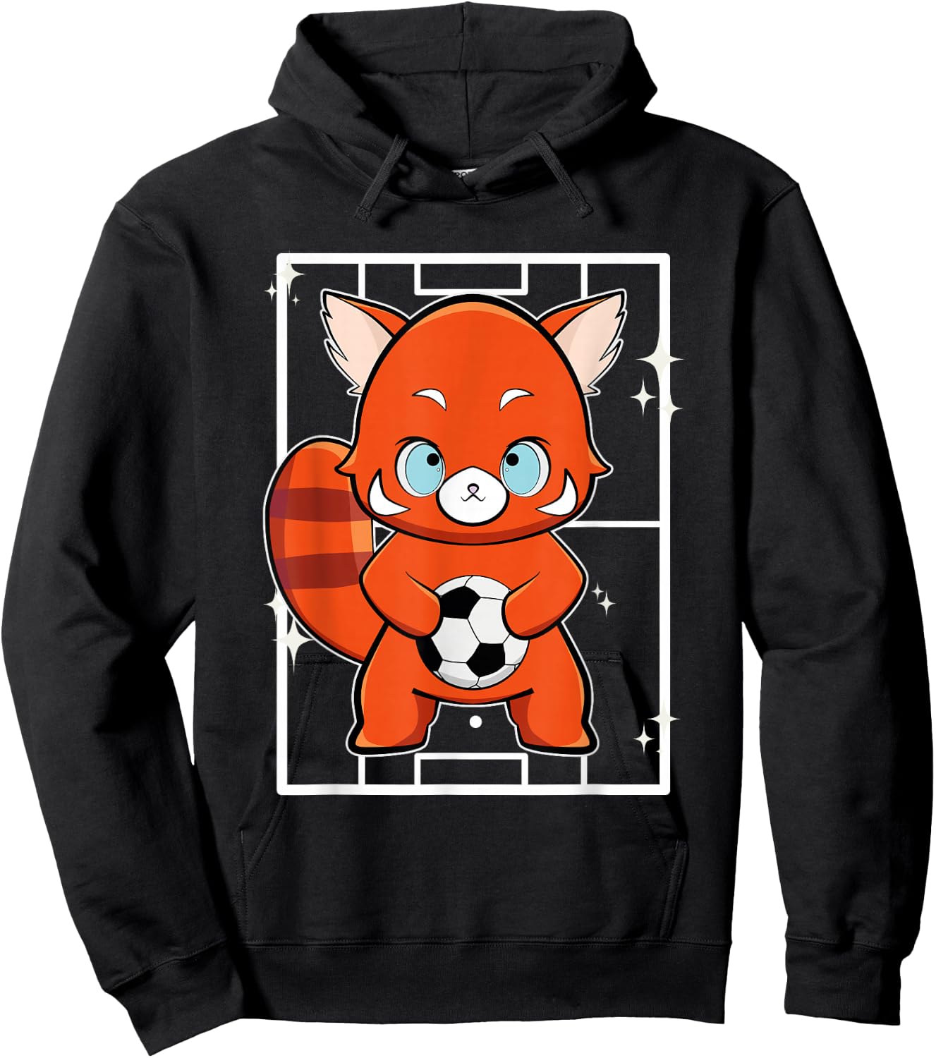 Red Panda with Football Hoodie - Hoodie | Black