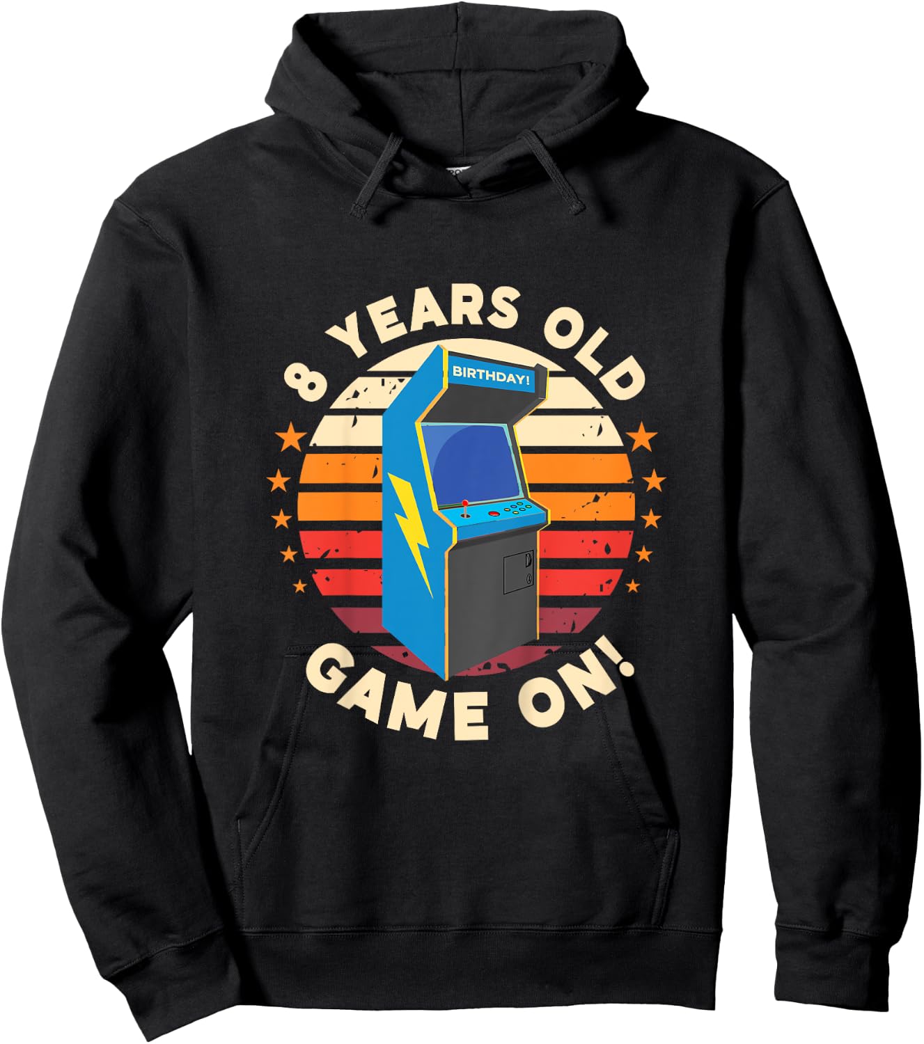 8 Year Old Birthday Wear Retro Arcade Game On Arcade Theme Hoodie - Hoodie | Black