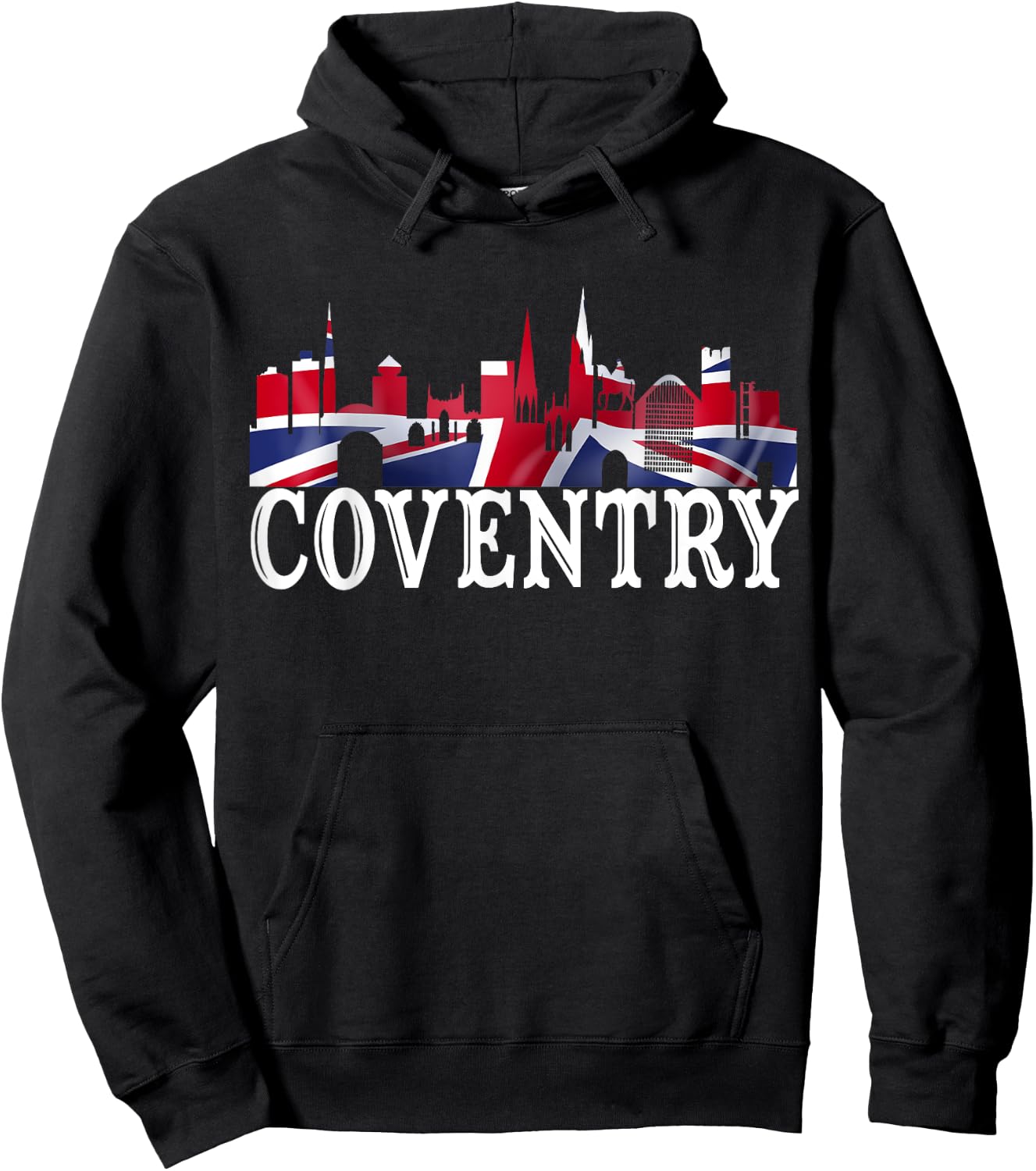 Coventry City Skyline - I Love Coventry England UK Flag Hoodie - Hoodie | Black
