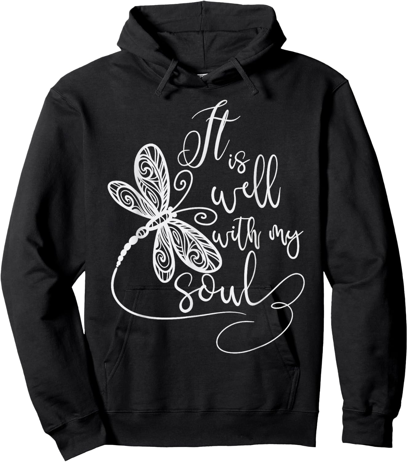 It Is Well with my Soul Dragonfly Christian Women Hoodie - Hoodie | Black