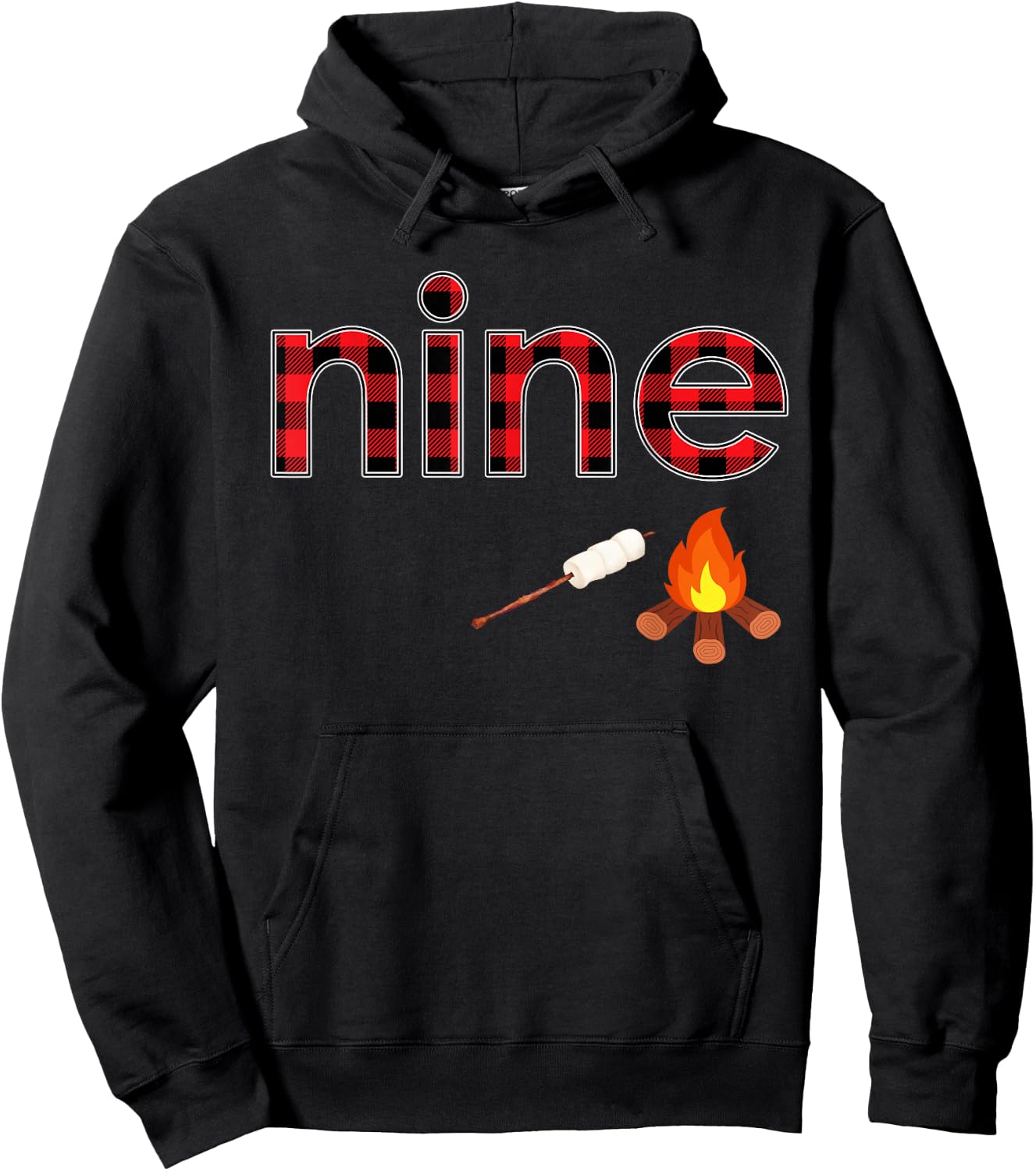 9th Birthday Boy 9 Year Old Campfire Marshmallow Camping Hoodie - Hoodie | Black