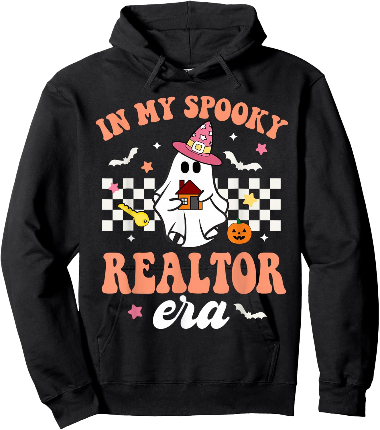 Groovy In My Spooky Realtor Era Ghost Funny Halloween Hoodie - Hoodie | Black