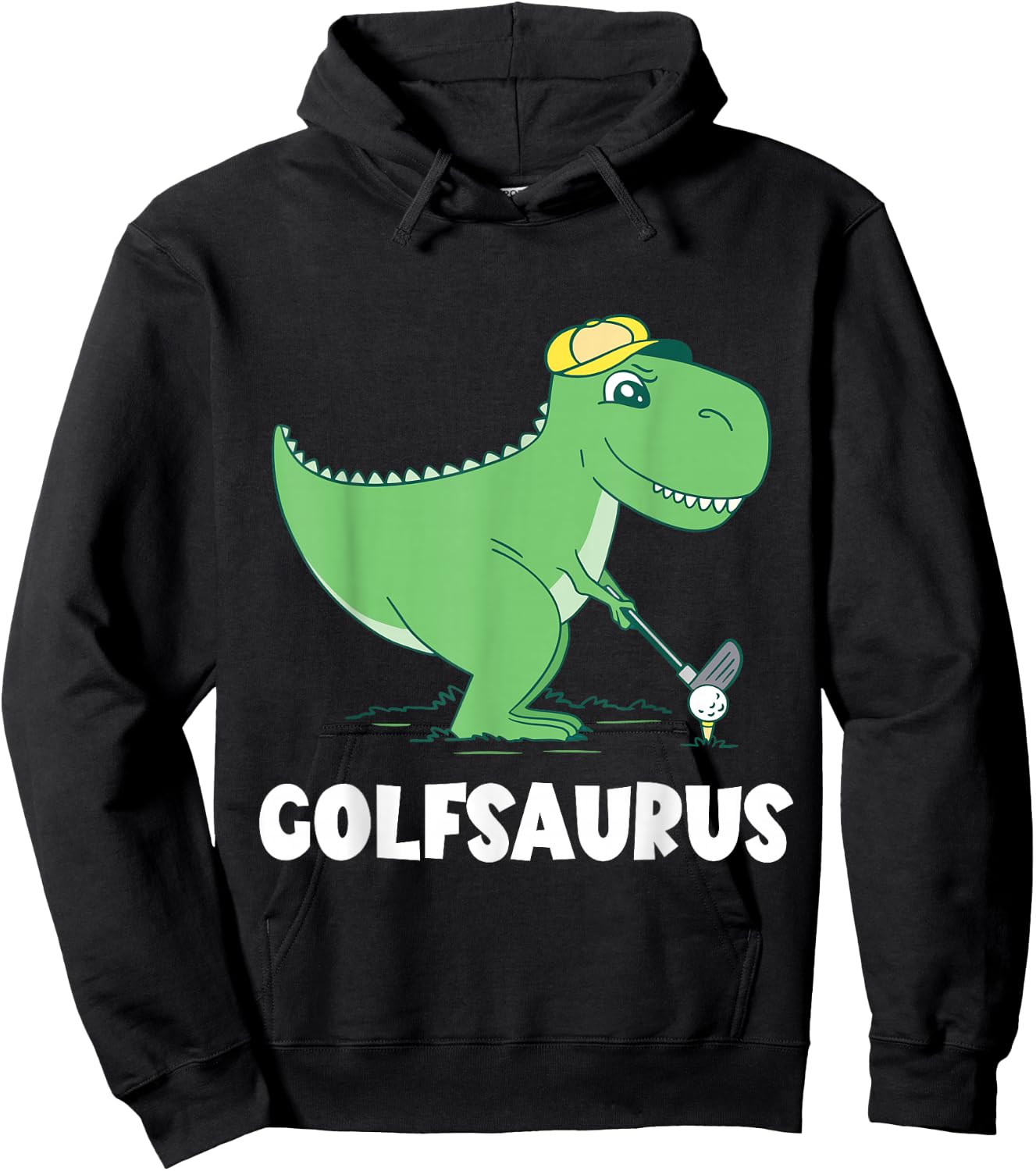 Golf Dino T-Rex Swing Dinosaur Golf Player Golfer Golfing Hoodie - Hoodie | Black