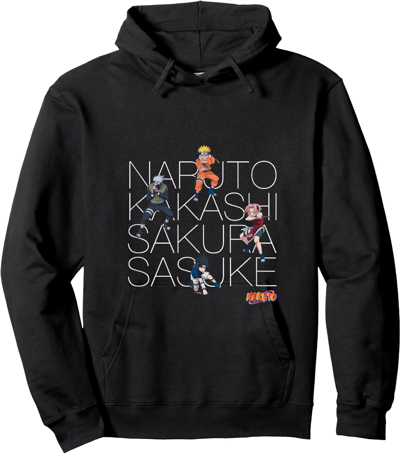 Naruto Classic Naruto Kakashi Sakura & Sasuke Hoodie - Hoodie | Black