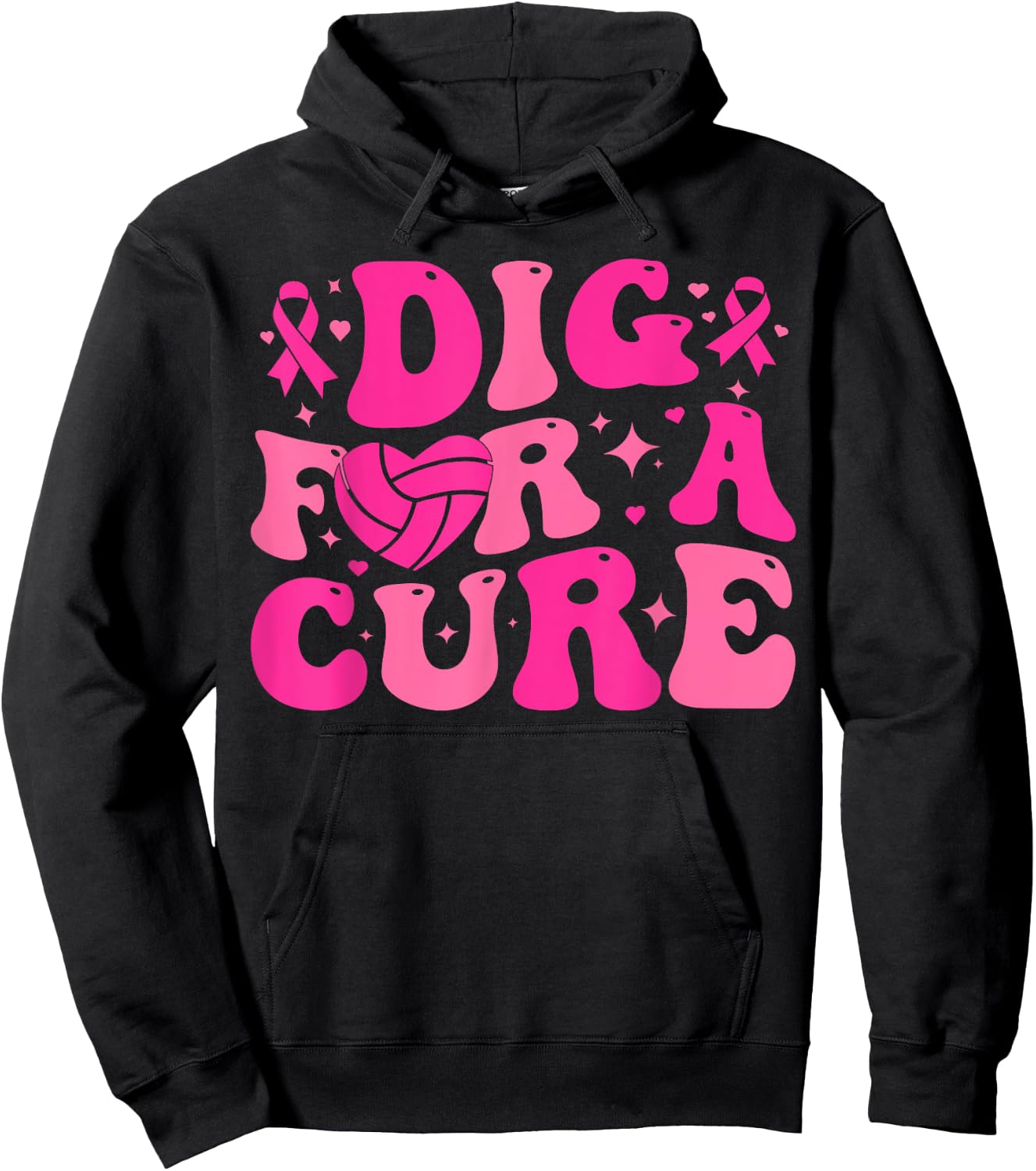 Dig For A Cure Breast Cancer Awareness Volleyball Pink Out Hoodie - Hoodie | Black