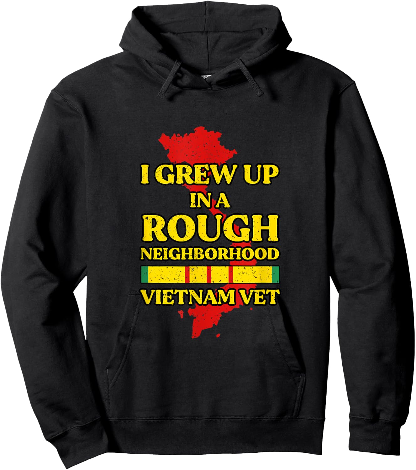 I Grew Up In A Rough Neighborhood Vietnam Vet Hoodie - Hoodie | Black
