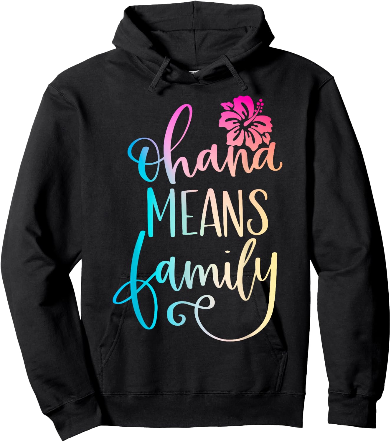 Ohana Means Family Casual Beach Outfit Hawaii Summer Beach Hoodie - Hoodie | Black