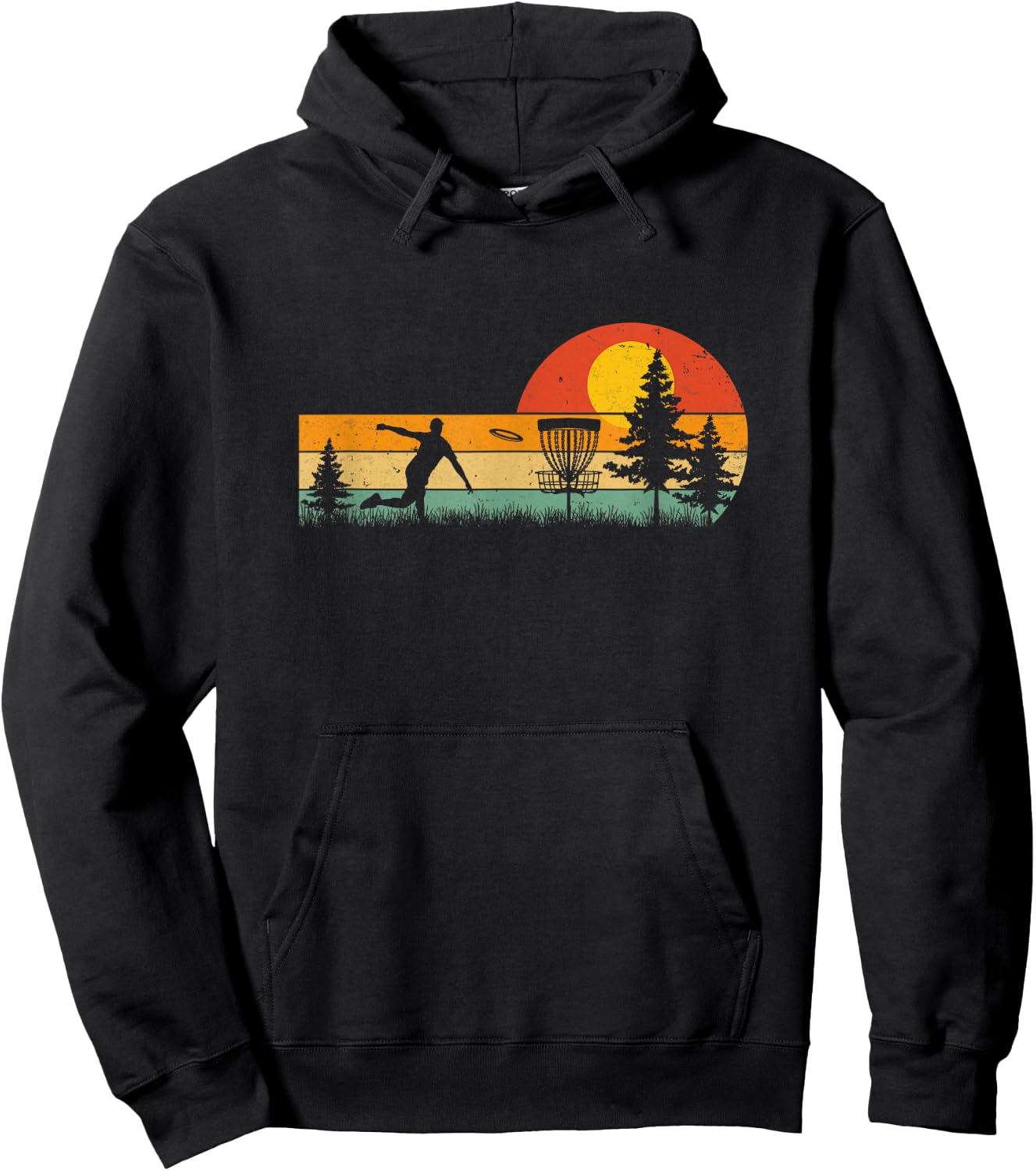 Vintage Disc Golf Design Frisbee Golf Basket Tree Player Hoodie - Hoodie | Black