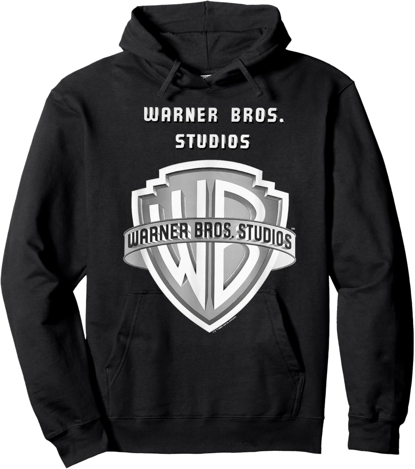 WB100 Warner Bros. Vintage Movie Studio Silver Logo Hoodie - Hoodie | Black