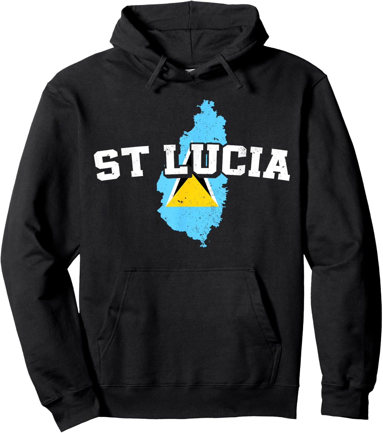 St Lucia Map and Flag Souvenir Saint Lucian Hoodie - Hoodie | Black