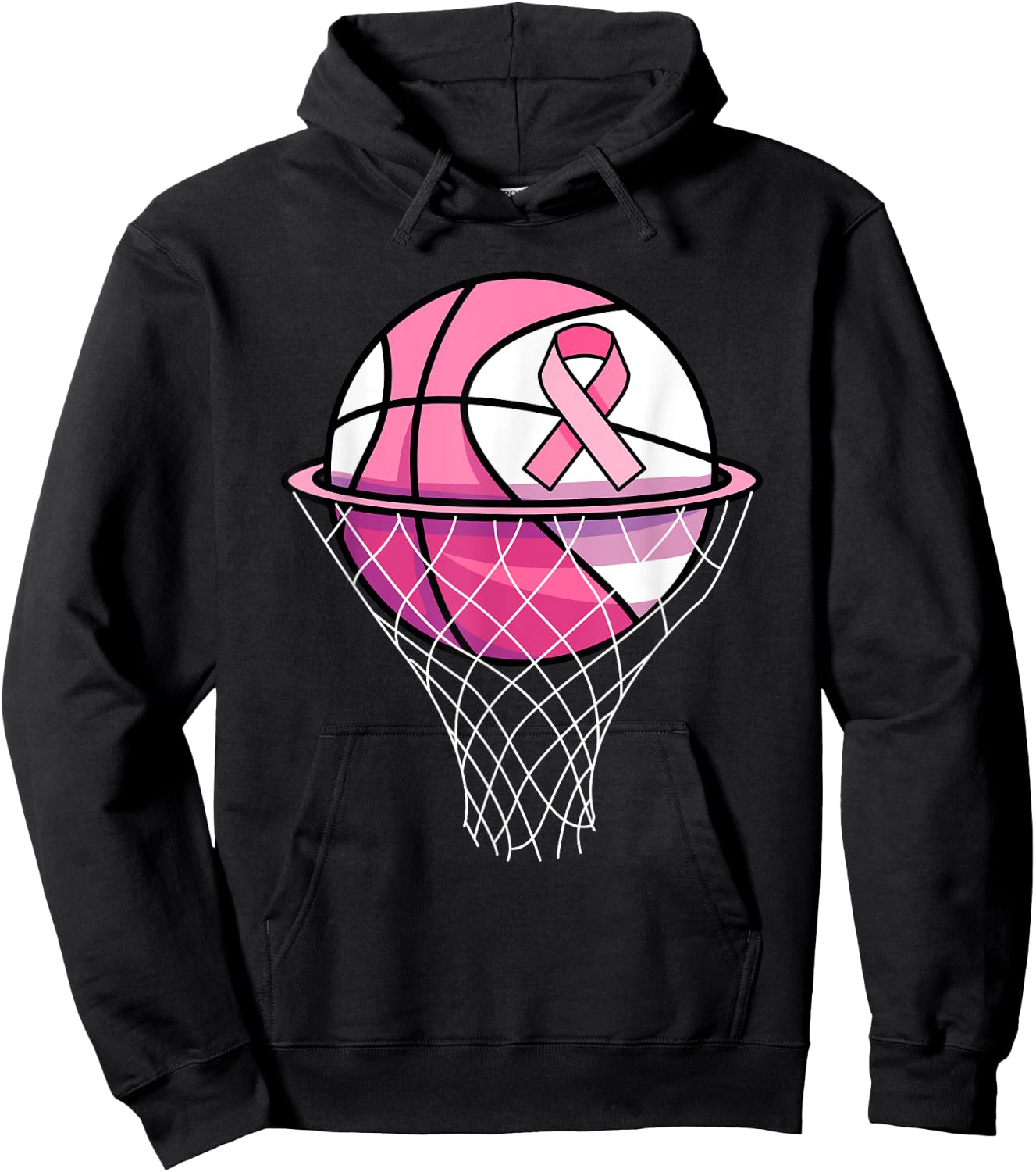Breast Cancer Support Pink Basketball Love Coach Hoodie - Hoodie | Black