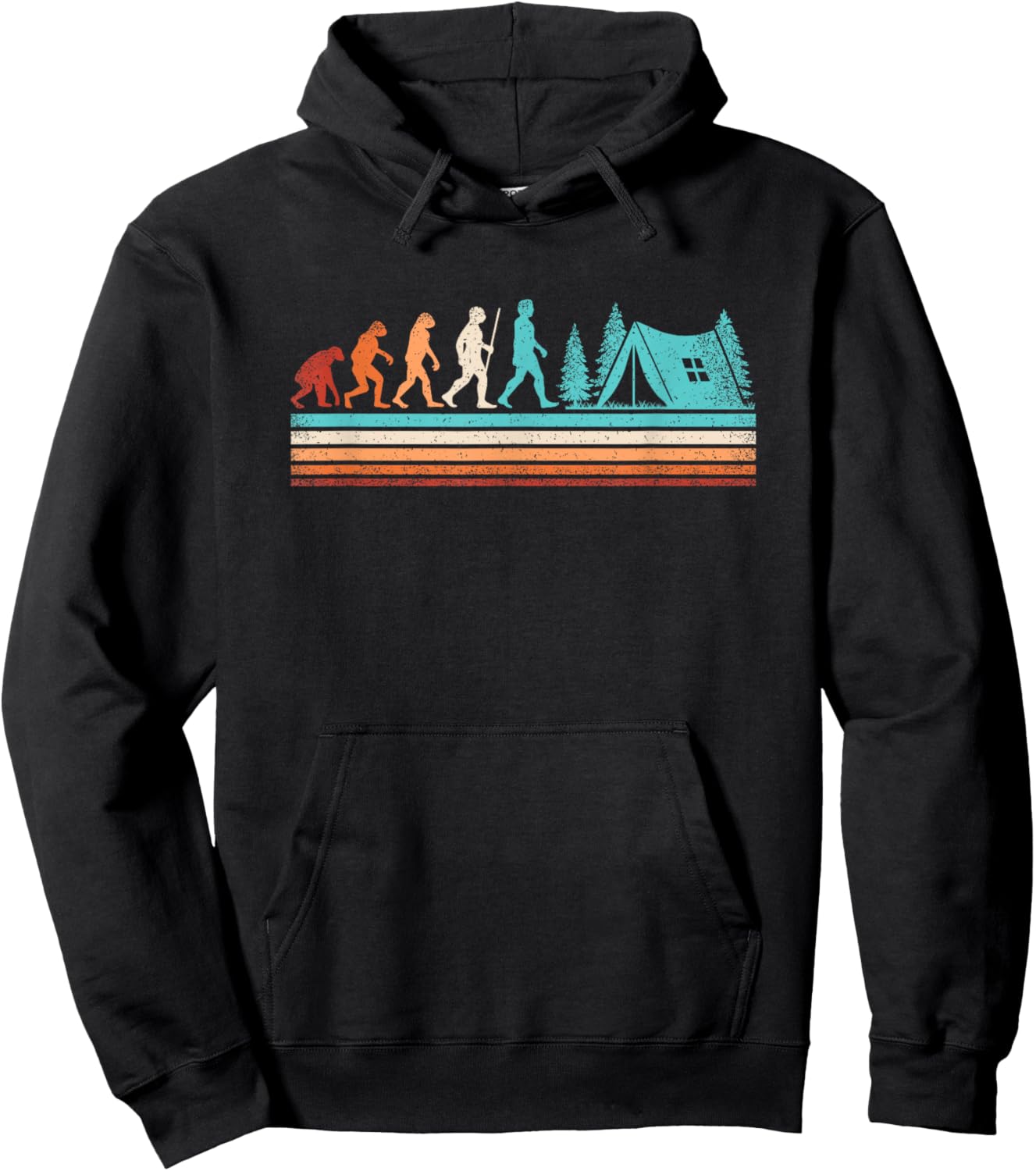 Retro Camping Evolution Outdoor Nature Camper Hiking Camping Hoodie - Hoodie | Black