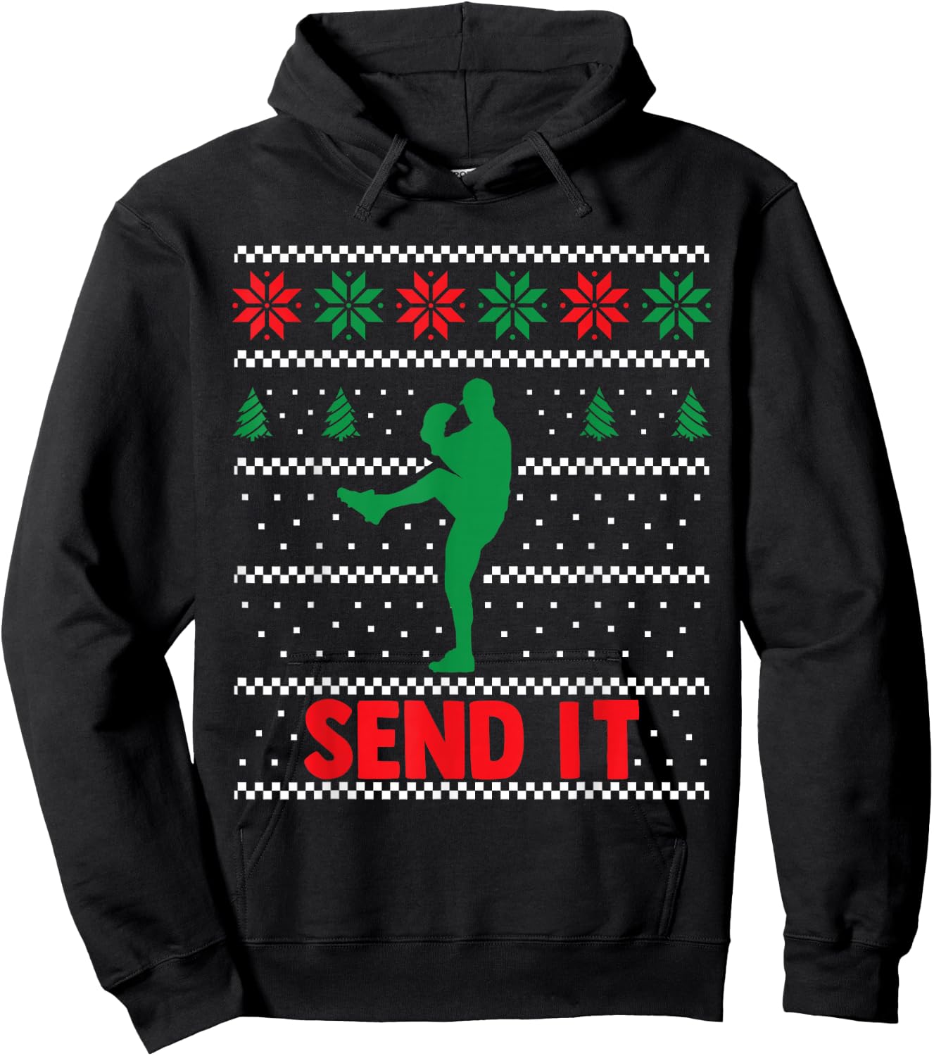 Funny Baseball Player - Christmas Xmas Send It Hoodie - Hoodie | Black